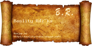 Beslity Réka névjegykártya